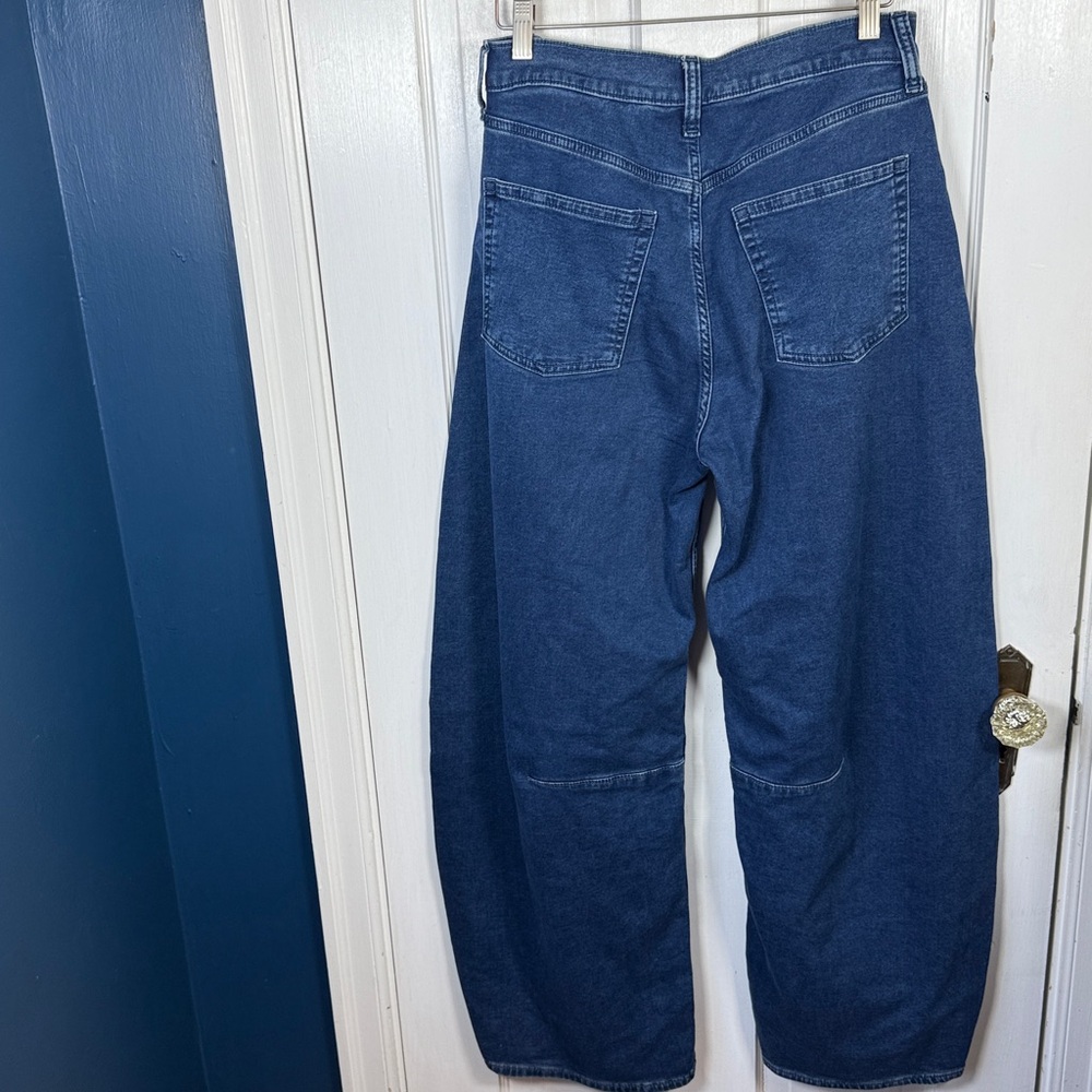 Gap High Rise Knit Horseshoe Barrel Leg Jeans W2252 Sz 28 / 6 Tall - Picture 8 of 12